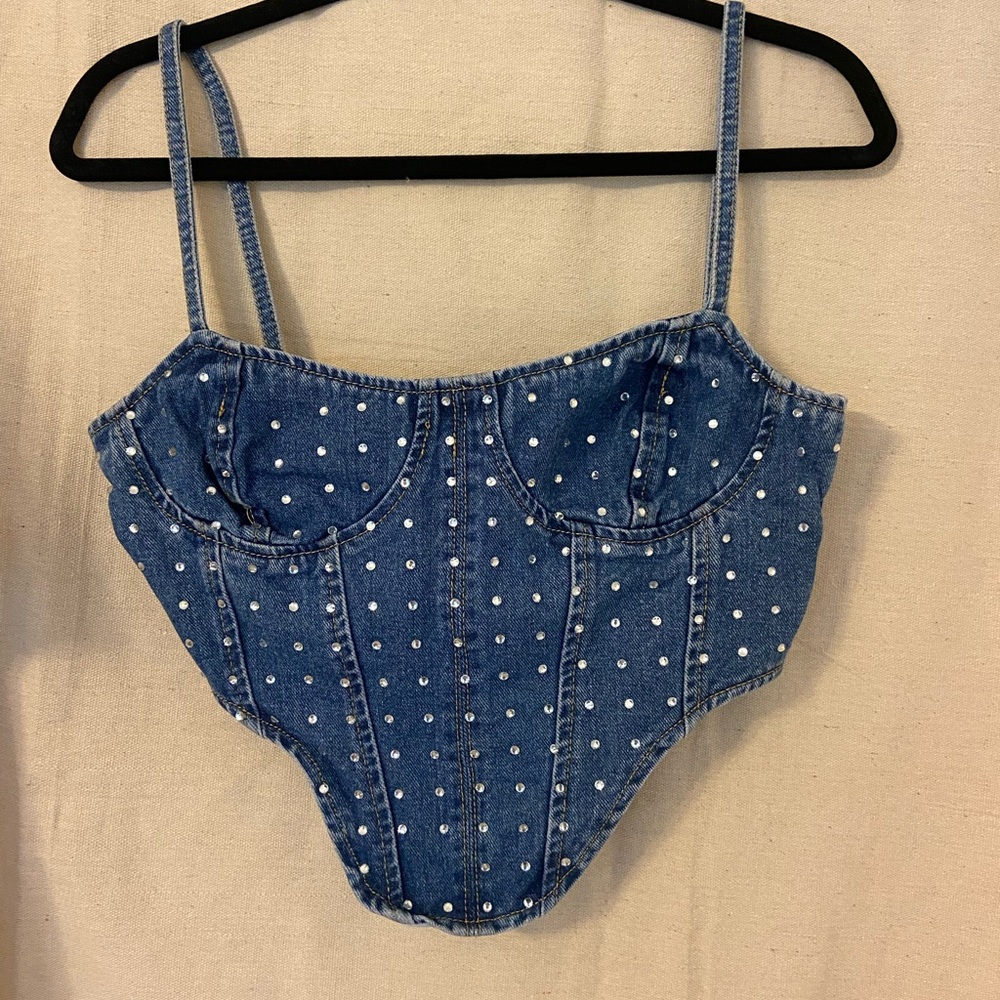 PrettyLittleThing Denim Corset and skirt